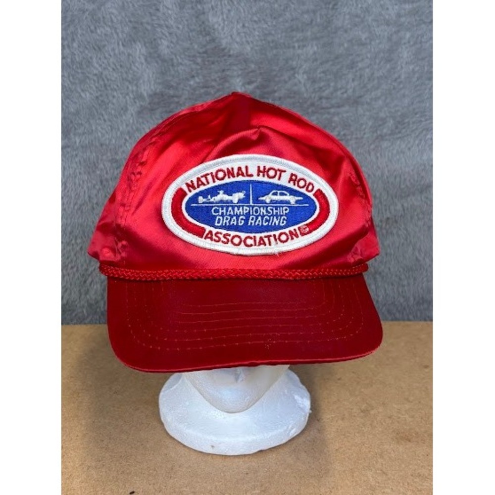 Vintage AmaPro NHRA National Hot Rod Association Red Nylon Snapback Trucker Hat